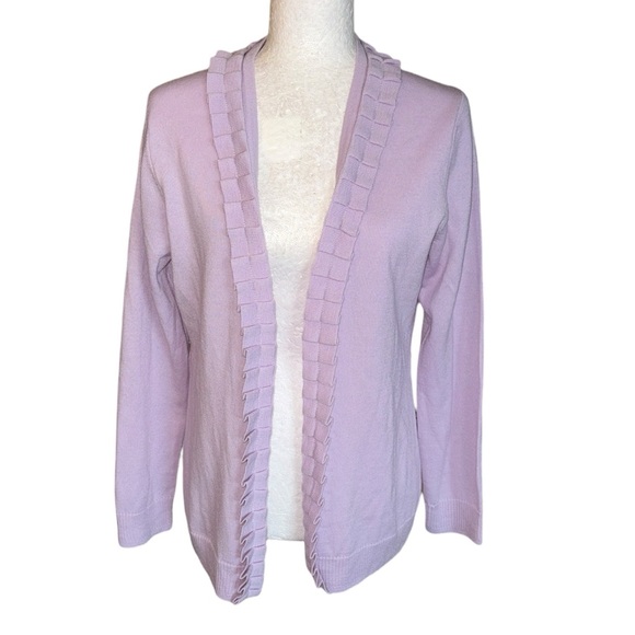 Brooks Brothers Lavender Lilac Merino Wool Ruffle Cardigan - M - Picture 9 of 9